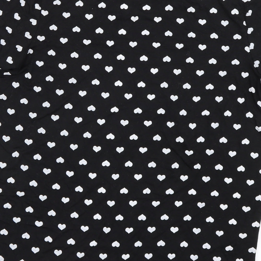 Boohoo Womens Black Polka Dot  Basic T-Shirt Size 12