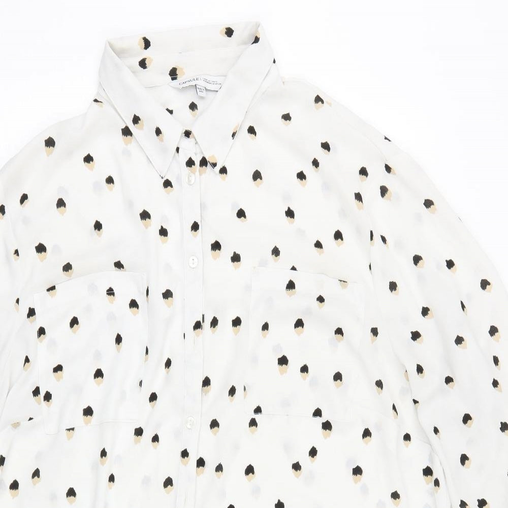 Capsule Womens White Polka Dot  Basic Button-Up Size 24