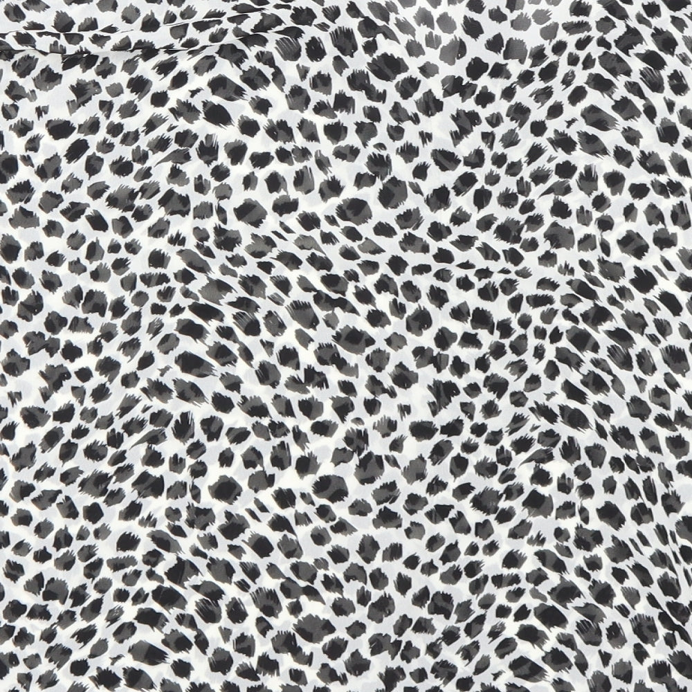 George Womens White Animal Print  Basic Button-Up Size 10  - includes necklace