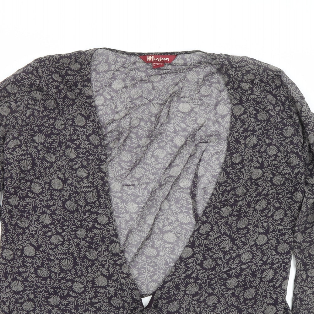 Monsoon Womens Black Floral  Basic Blouse Size 12