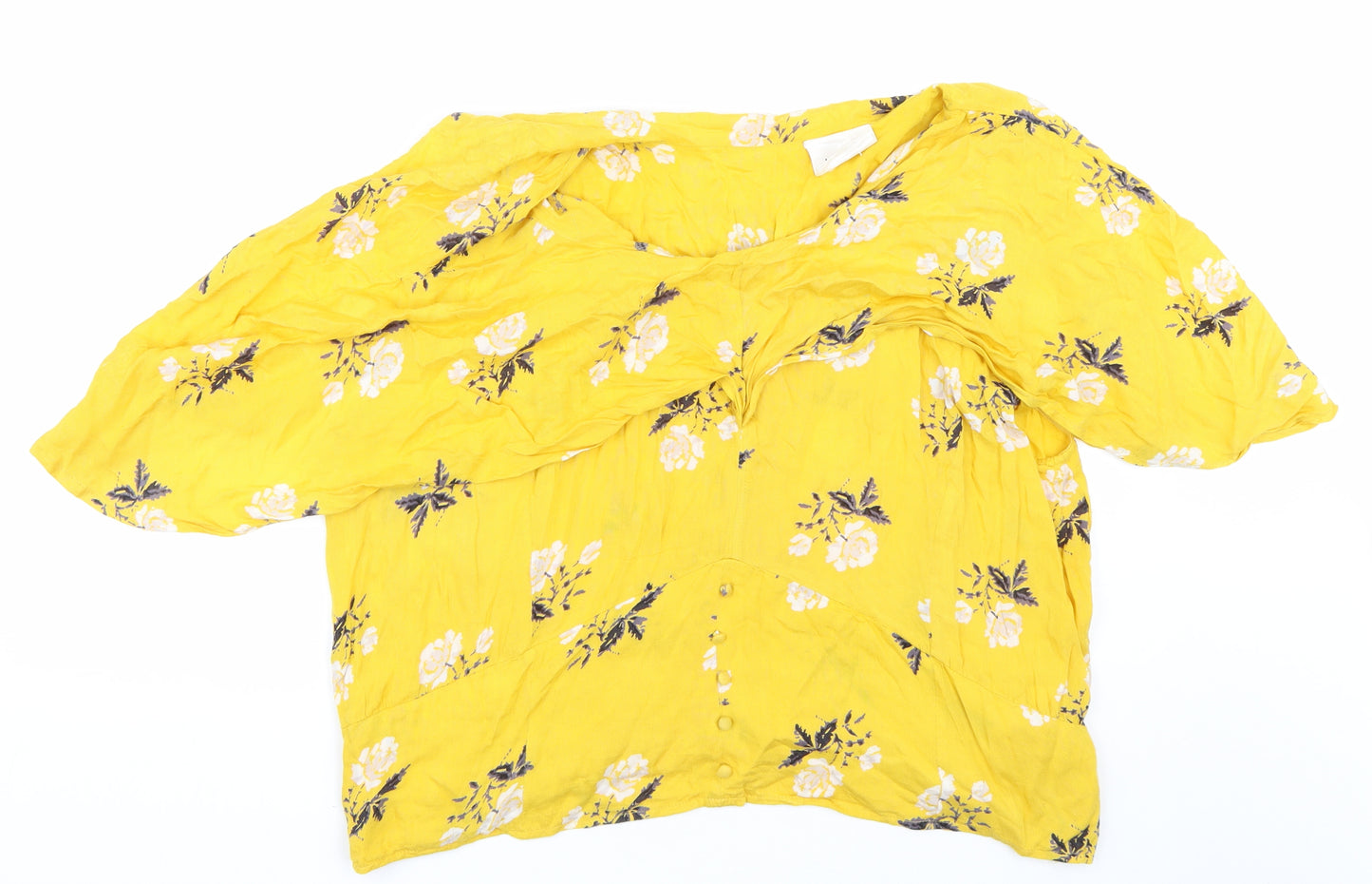 Koovs Womens Yellow Floral  Basic Blouse Size 26