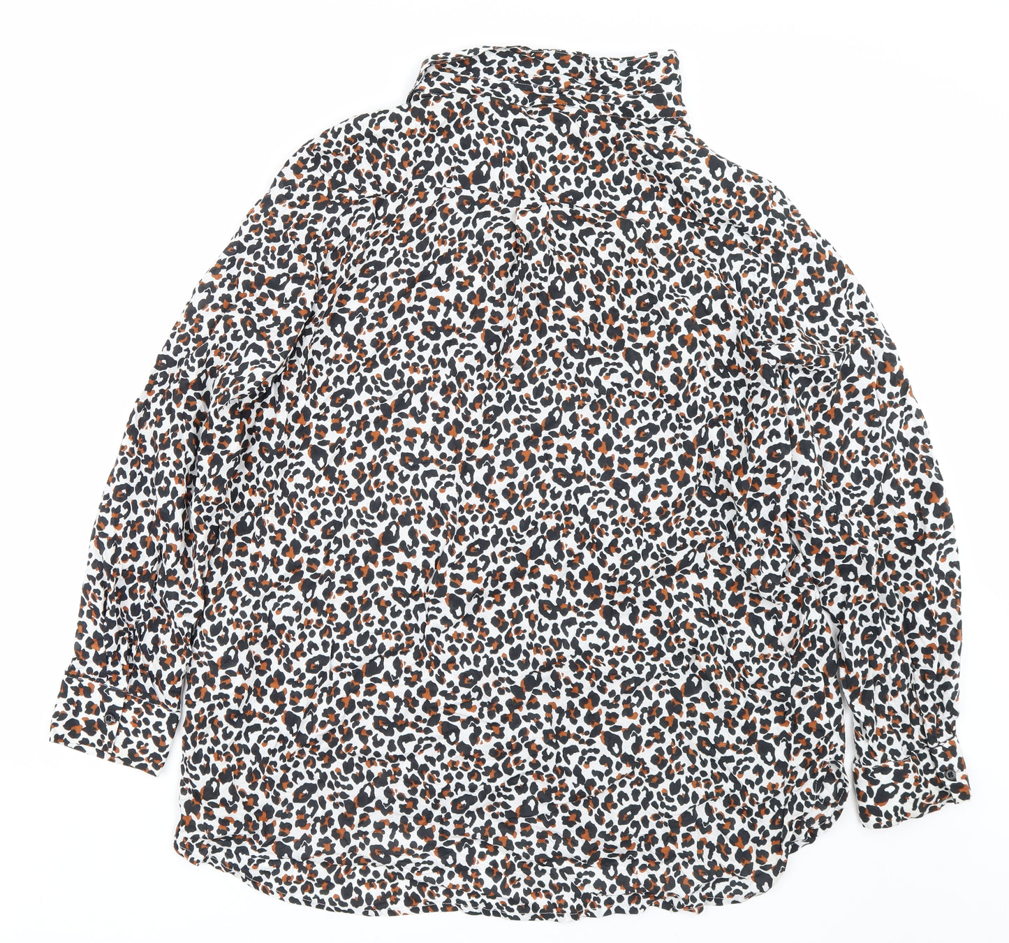 NEXT Womens White Animal Print  Basic Button-Up Size 20
