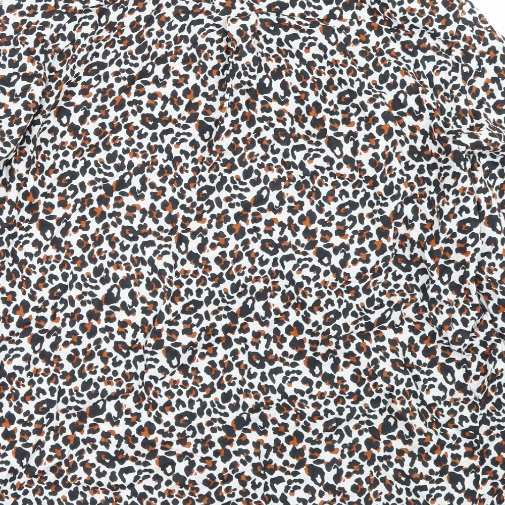 NEXT Womens White Animal Print  Basic Button-Up Size 20