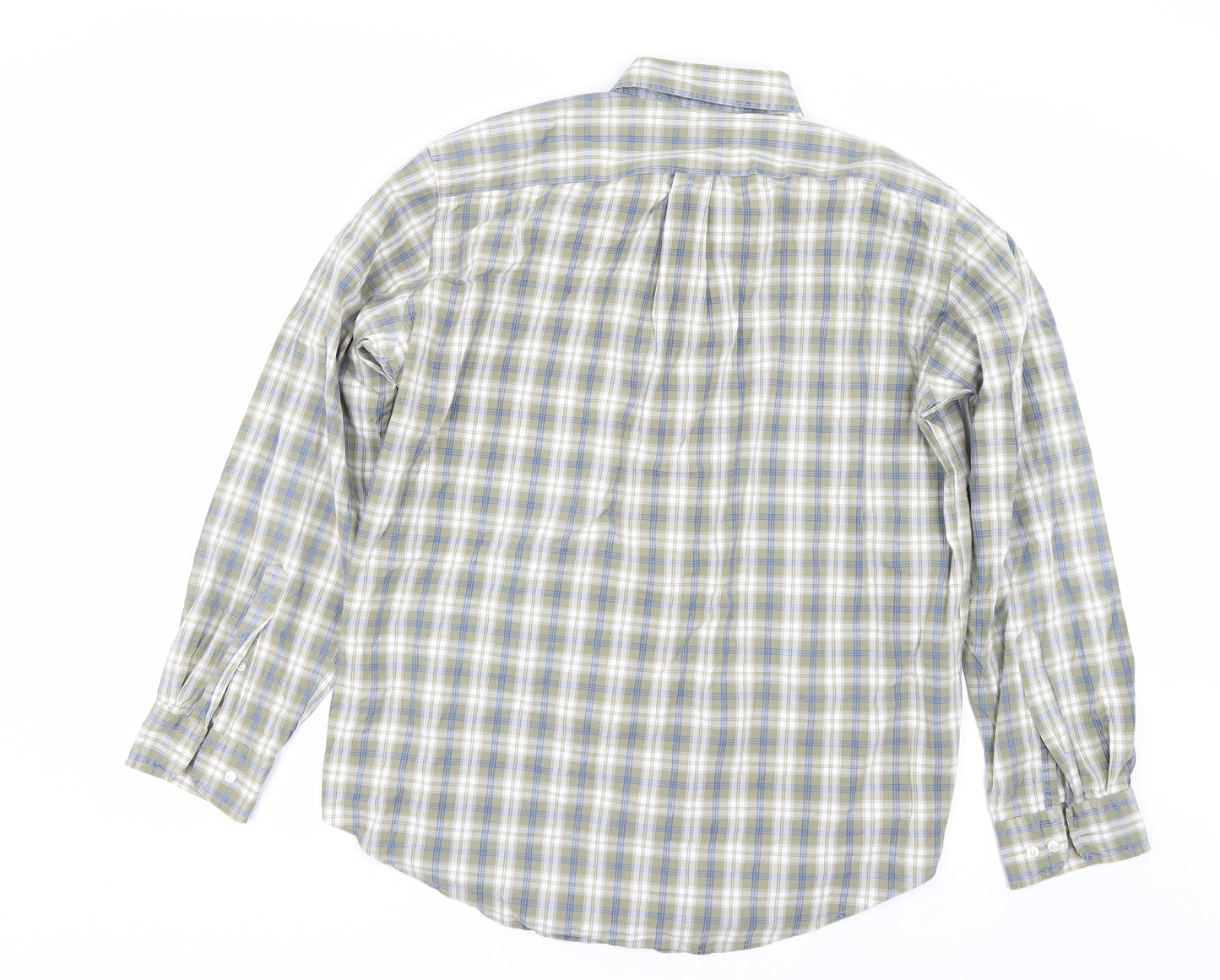 Lands end Mens Green Plaid   Button-Up Size L