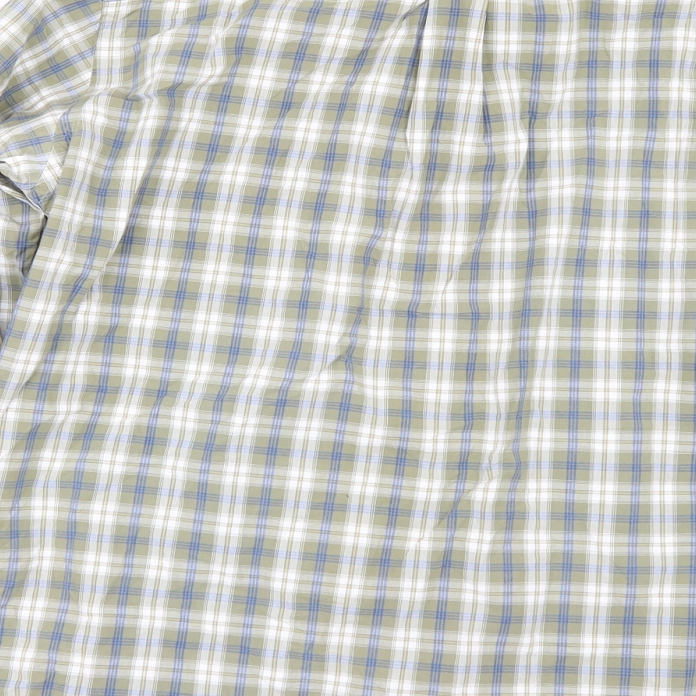 Lands end Mens Green Plaid   Button-Up Size L