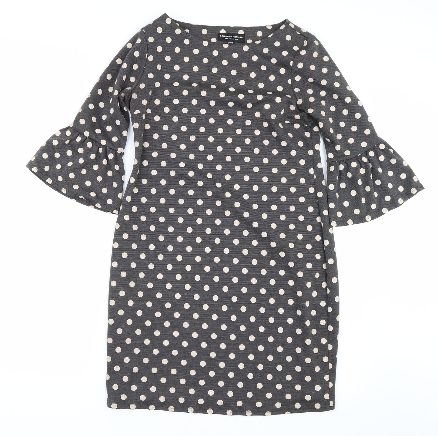 Dorothy Perkins Womens Grey Polka Dot  T-Shirt Dress  Size 8