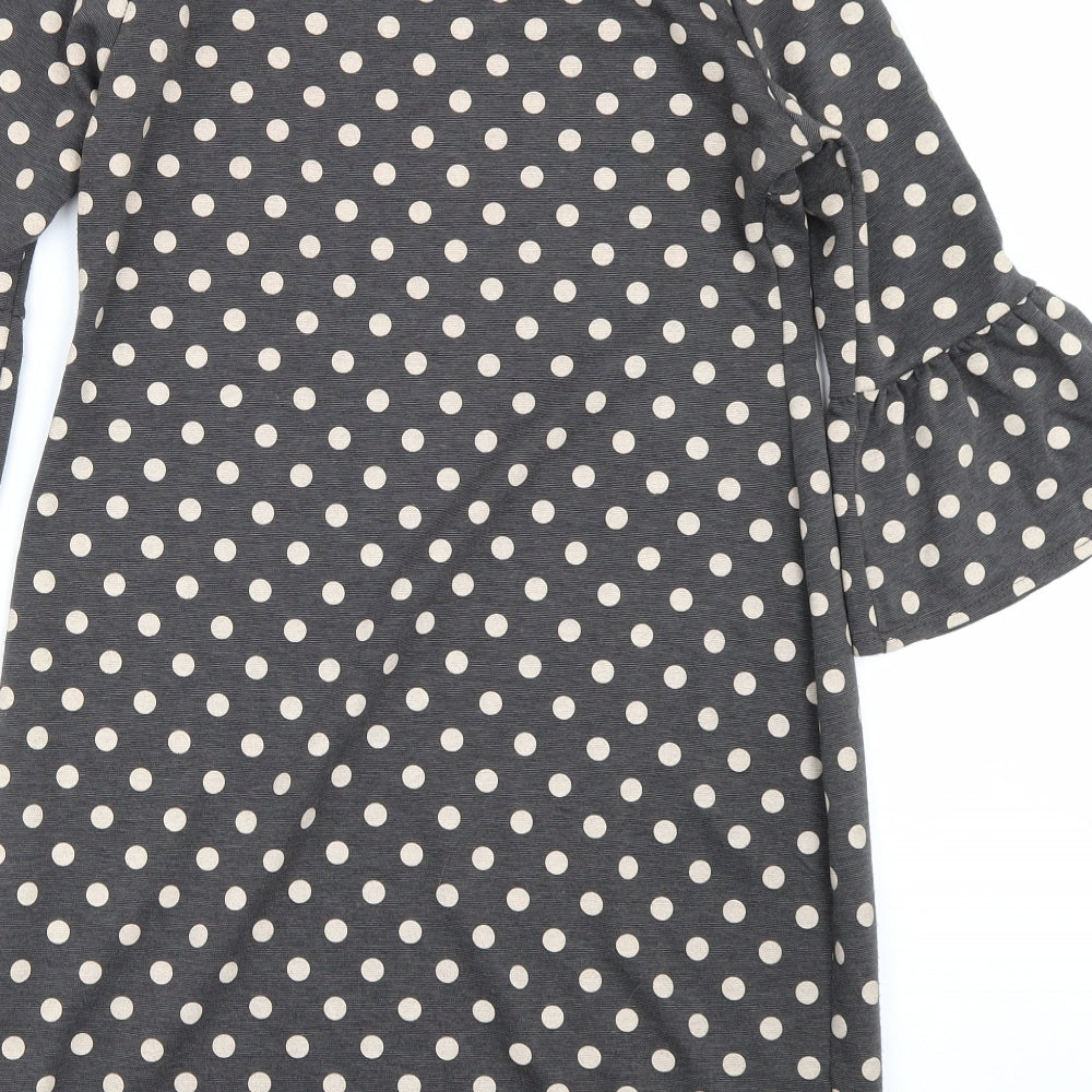 Dorothy Perkins Womens Grey Polka Dot  T-Shirt Dress  Size 8
