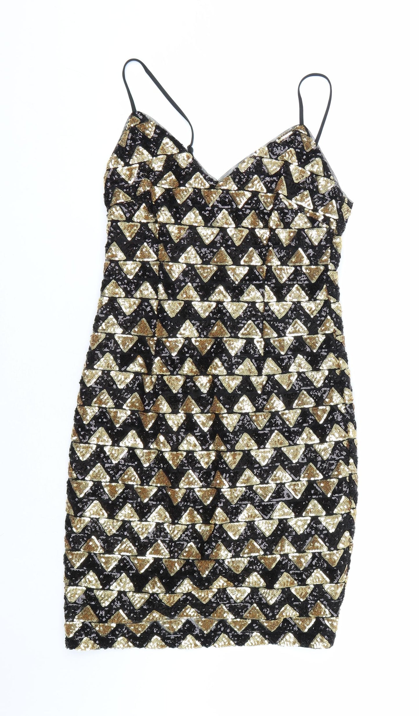 New Look Womens Gold Striped  Tank Dress  Size 10