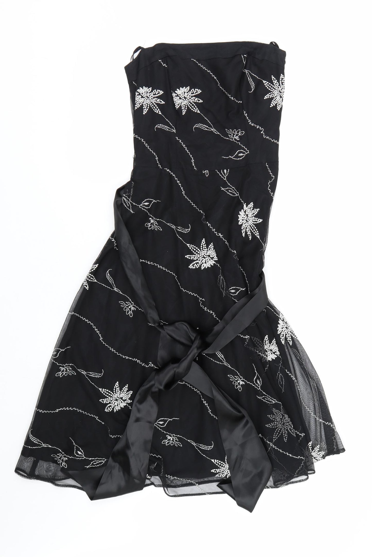 F&F Womens Black Floral  Fit & Flare  Size 8