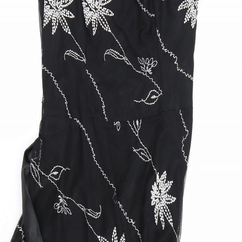 F&F Womens Black Floral  Fit & Flare  Size 8