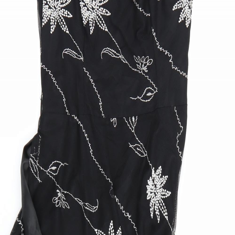 F&F Womens Black Floral  Fit & Flare  Size 8