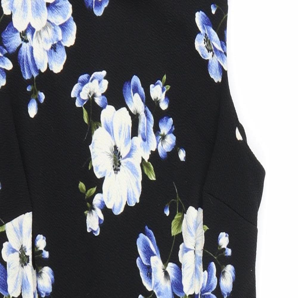 New Look Womens Black Floral  Playsuit One-Piece Size 10