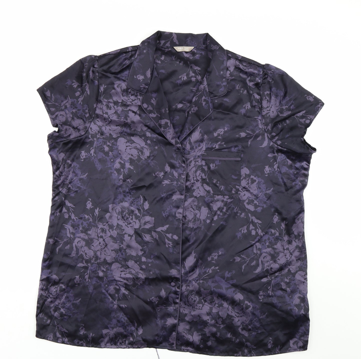 M&S Womens Purple Floral  Top Pyjama Top Size 22