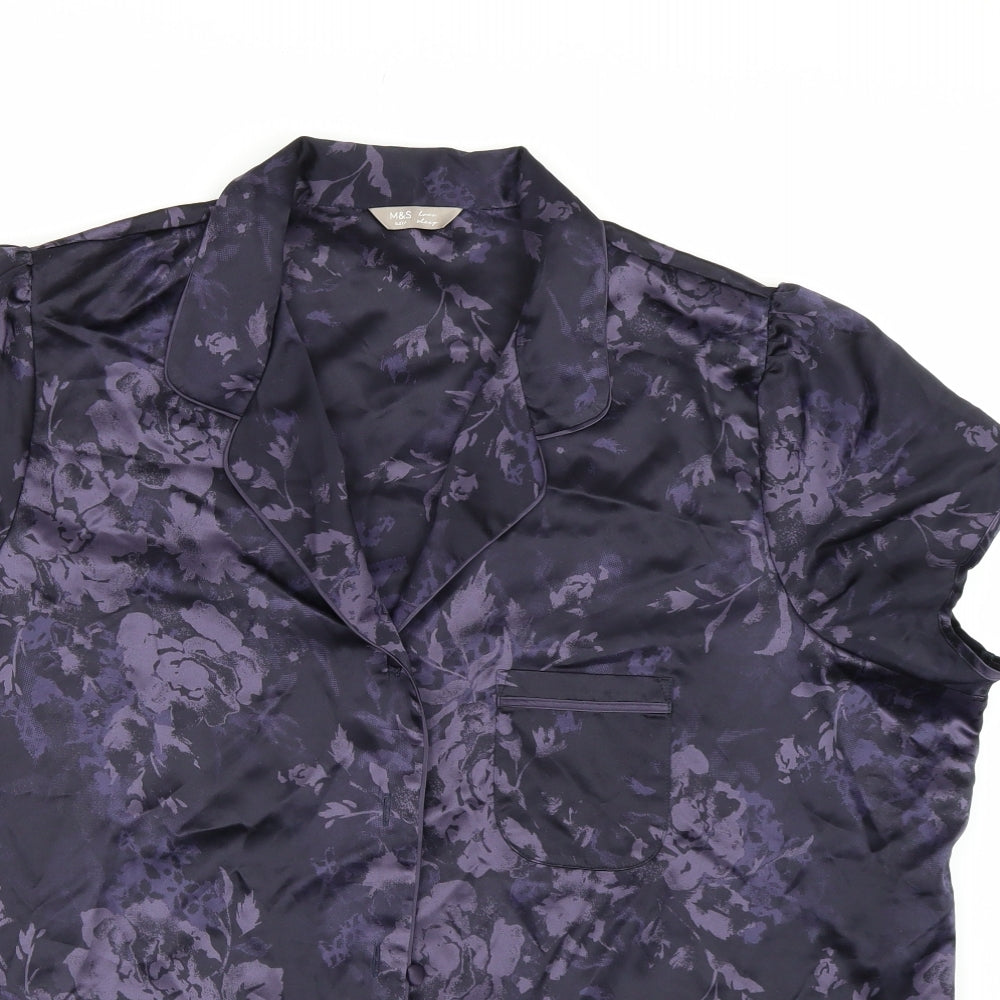M&S Womens Purple Floral  Top Pyjama Top Size 22