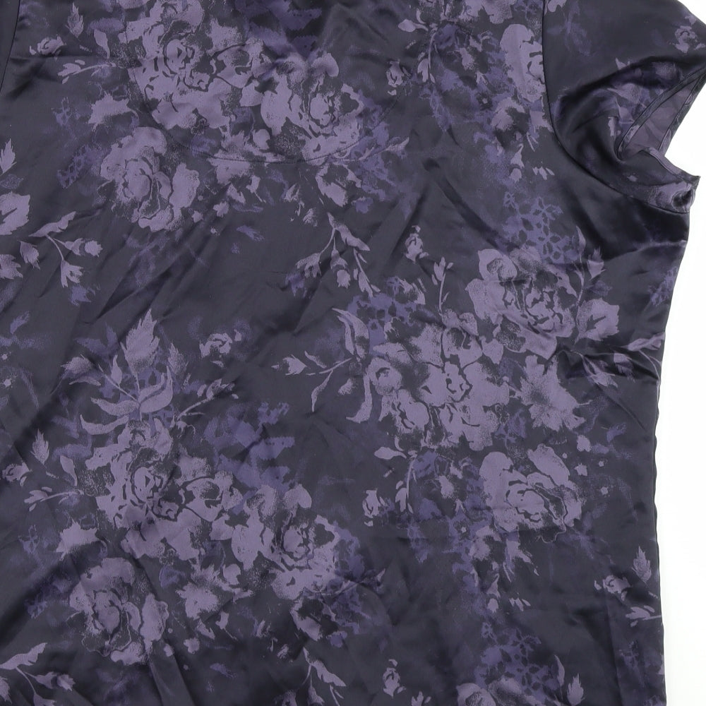 M&S Womens Purple Floral  Top Pyjama Top Size 22