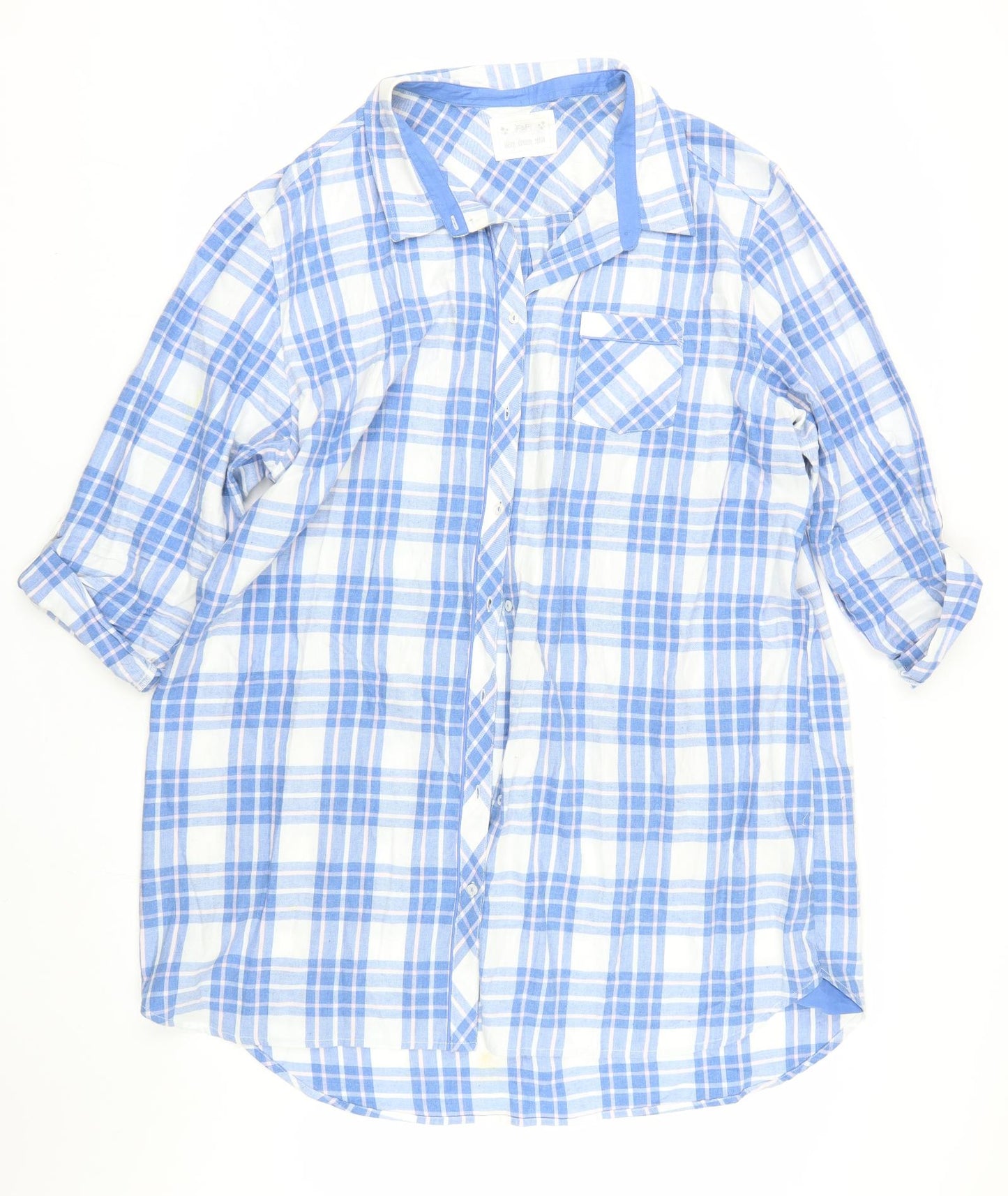 F&F Womens Blue Plaid  Top Pyjama Top Size 18