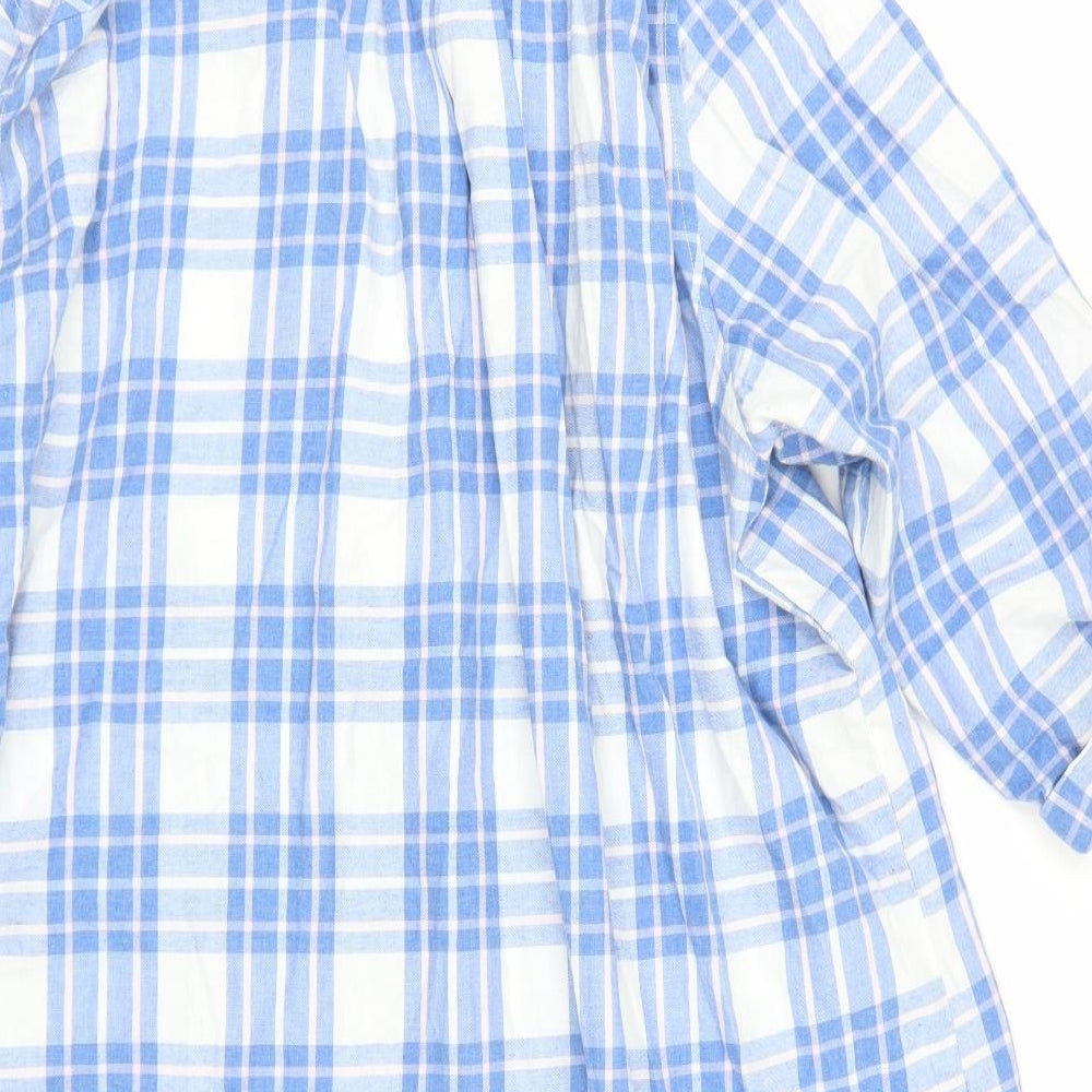 F&F Womens Blue Plaid  Top Pyjama Top Size 18