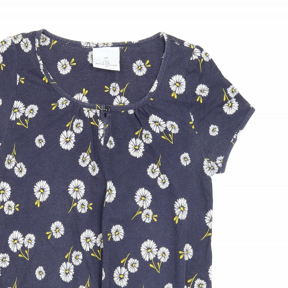 NEXT Womens Blue Floral  Basic T-Shirt Size 10