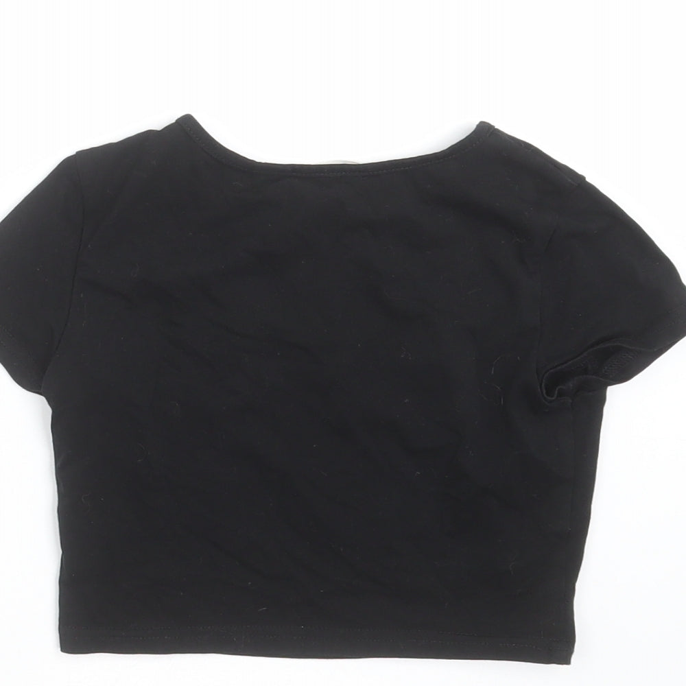 SheIn Girls Black   Cropped T-Shirt Size 8 Years  - rose