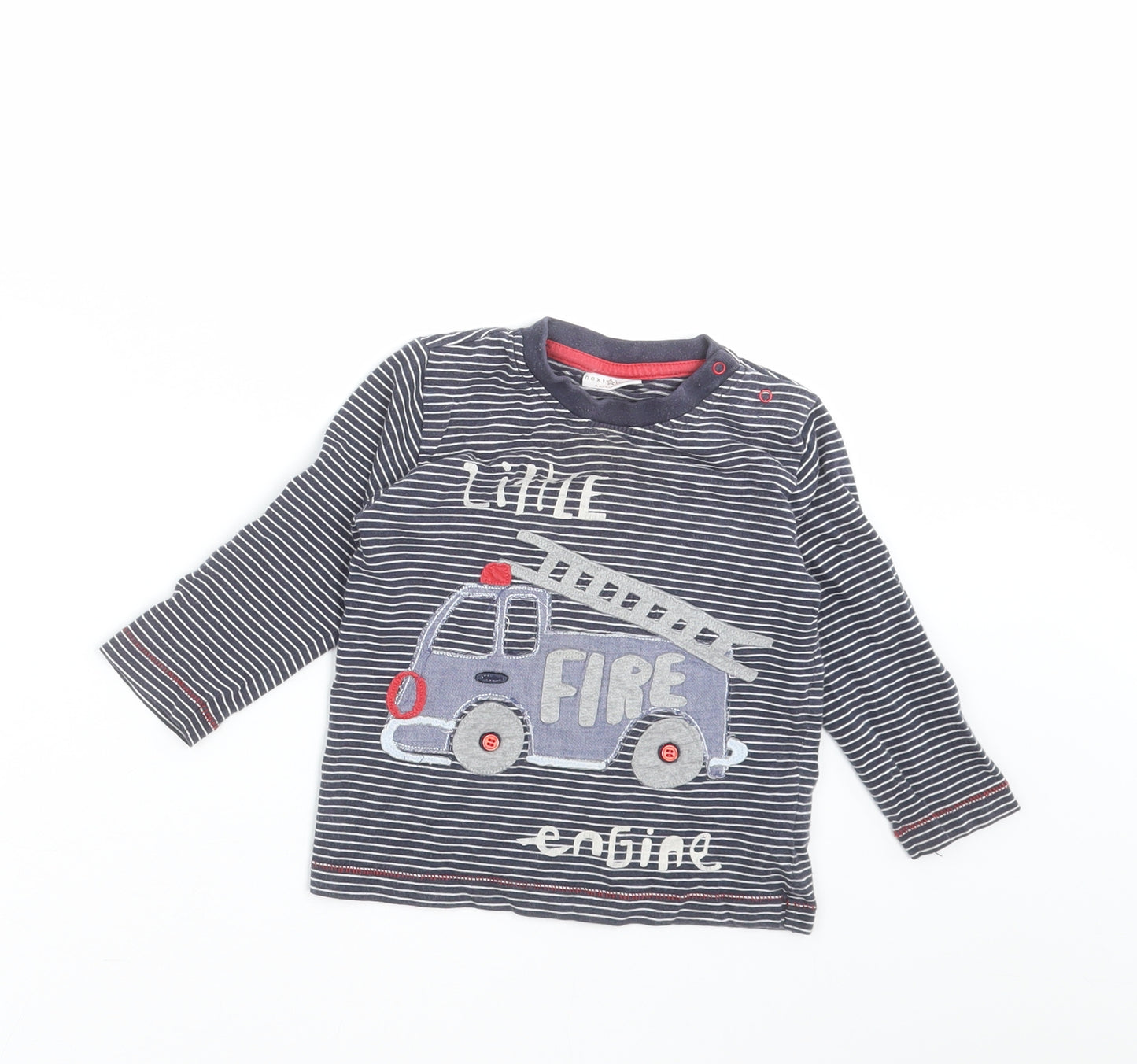 NEXT Baby Blue Striped  Basic T-Shirt Size 9-12 Months  - Fire Truck