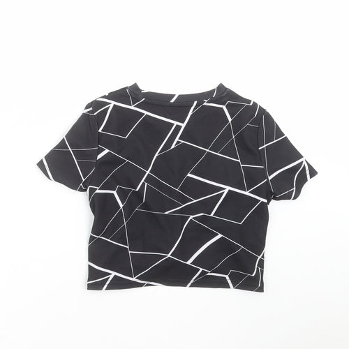 SheIn Girls Black Geometric  Cropped T-Shirt Size 10 Years