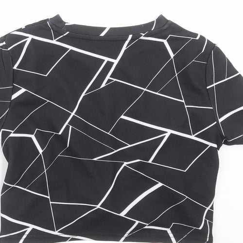 SheIn Girls Black Geometric  Cropped T-Shirt Size 10 Years