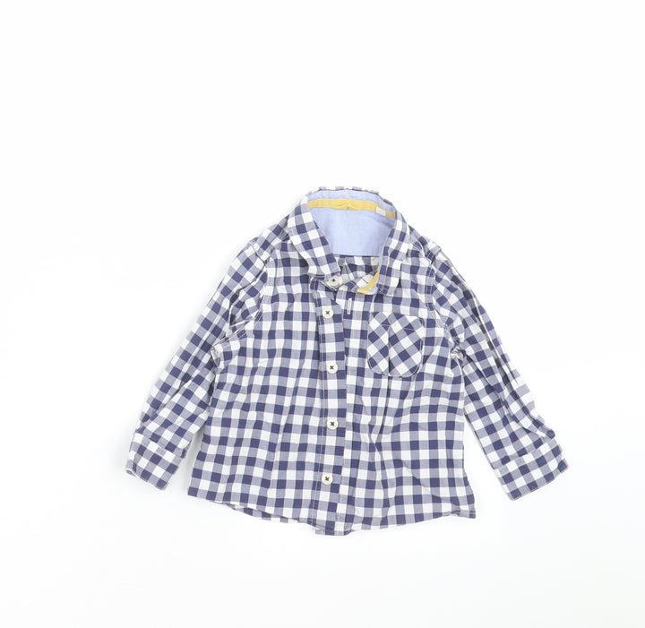 Preworn Boys Blue Check Basic Button-Up Size 12-18 Months