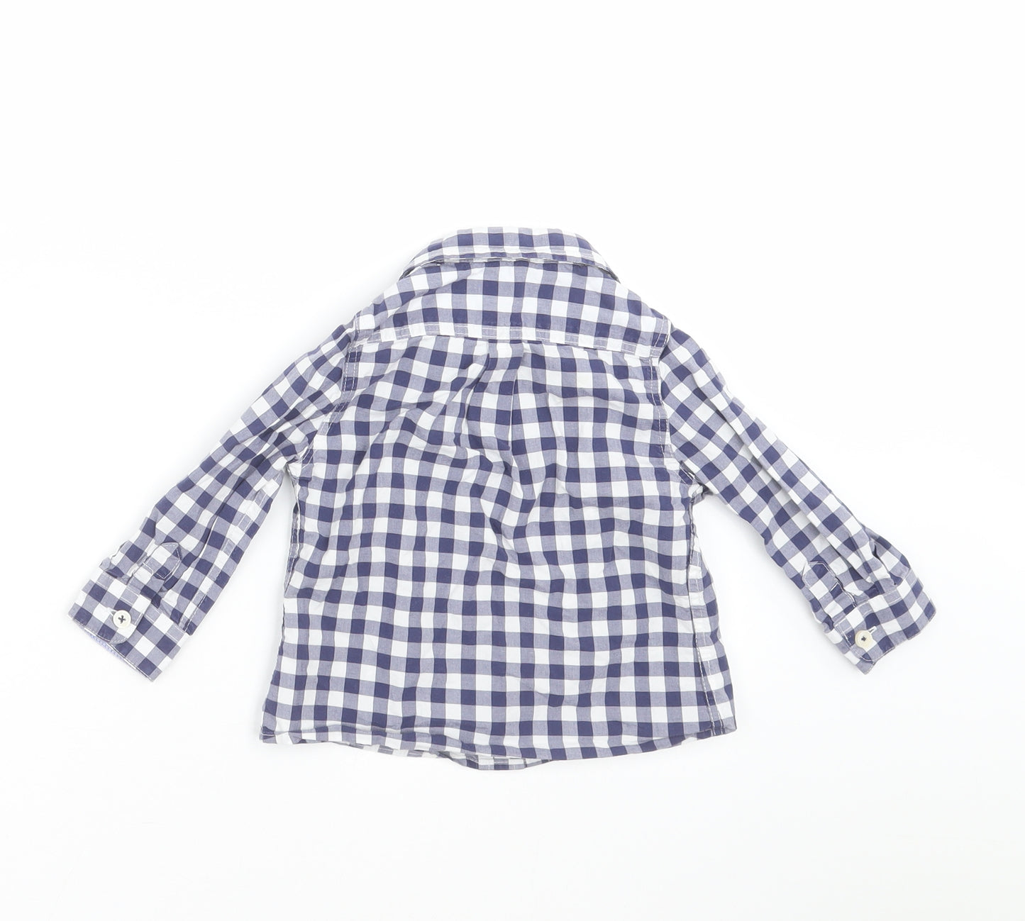 Preworn Boys Blue Check  Basic Button-Up Size 12-18 Months