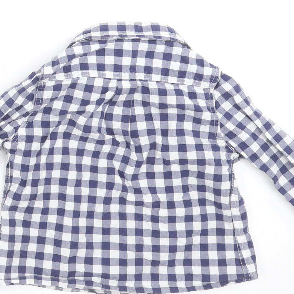 Preworn Boys Blue Check  Basic Button-Up Size 12-18 Months