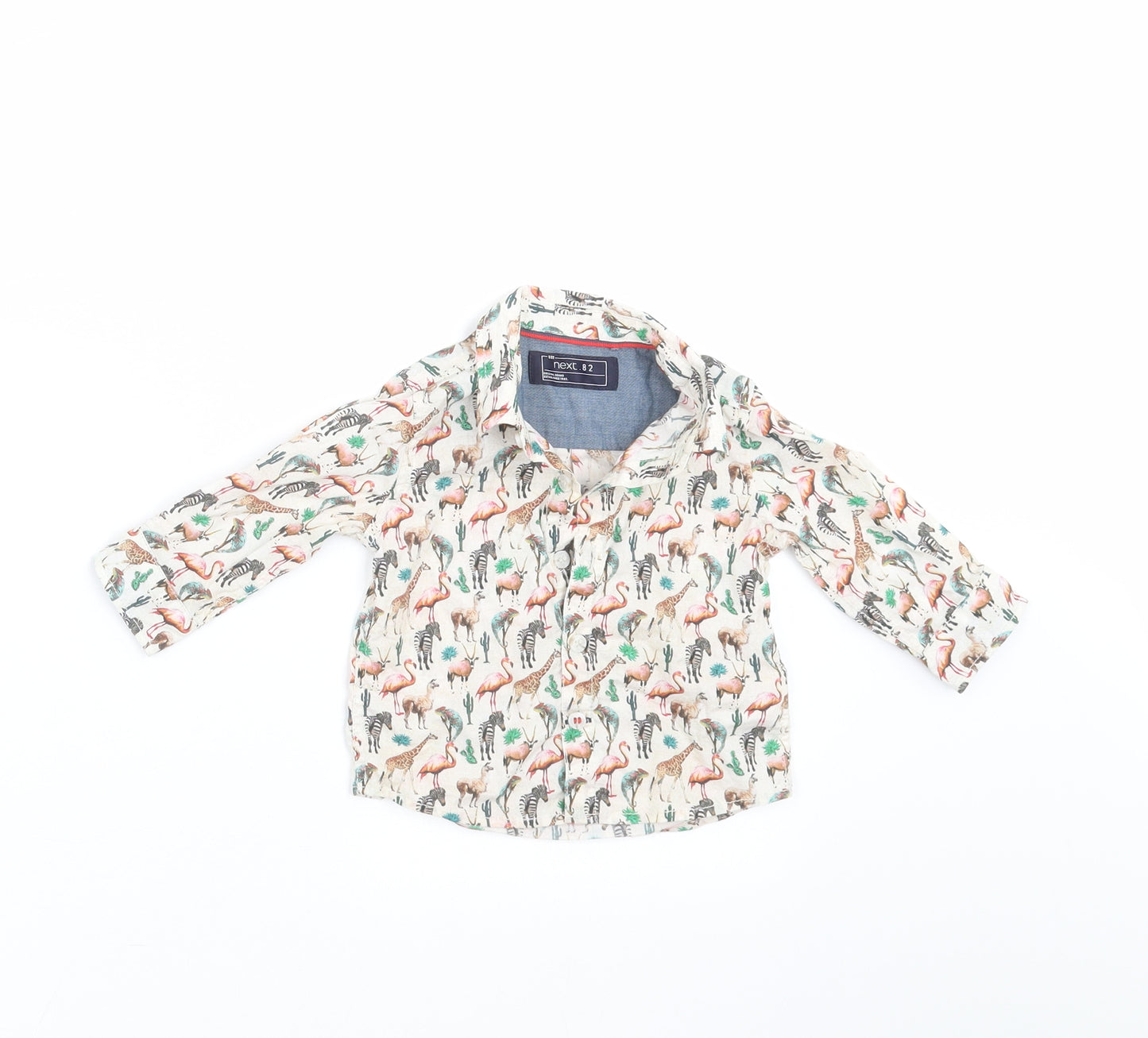 NEXT Boys Beige   Basic Button-Up Size 3-6 Months  - animals