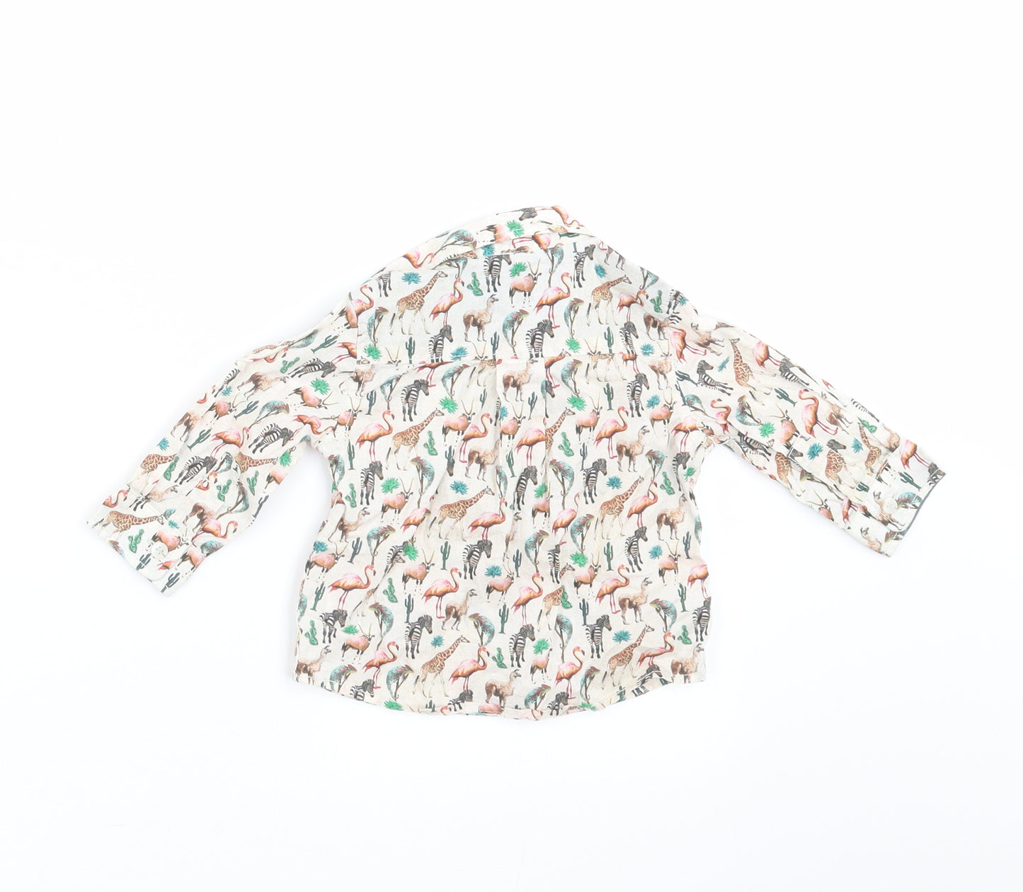 NEXT Boys Beige   Basic Button-Up Size 3-6 Months  - animals