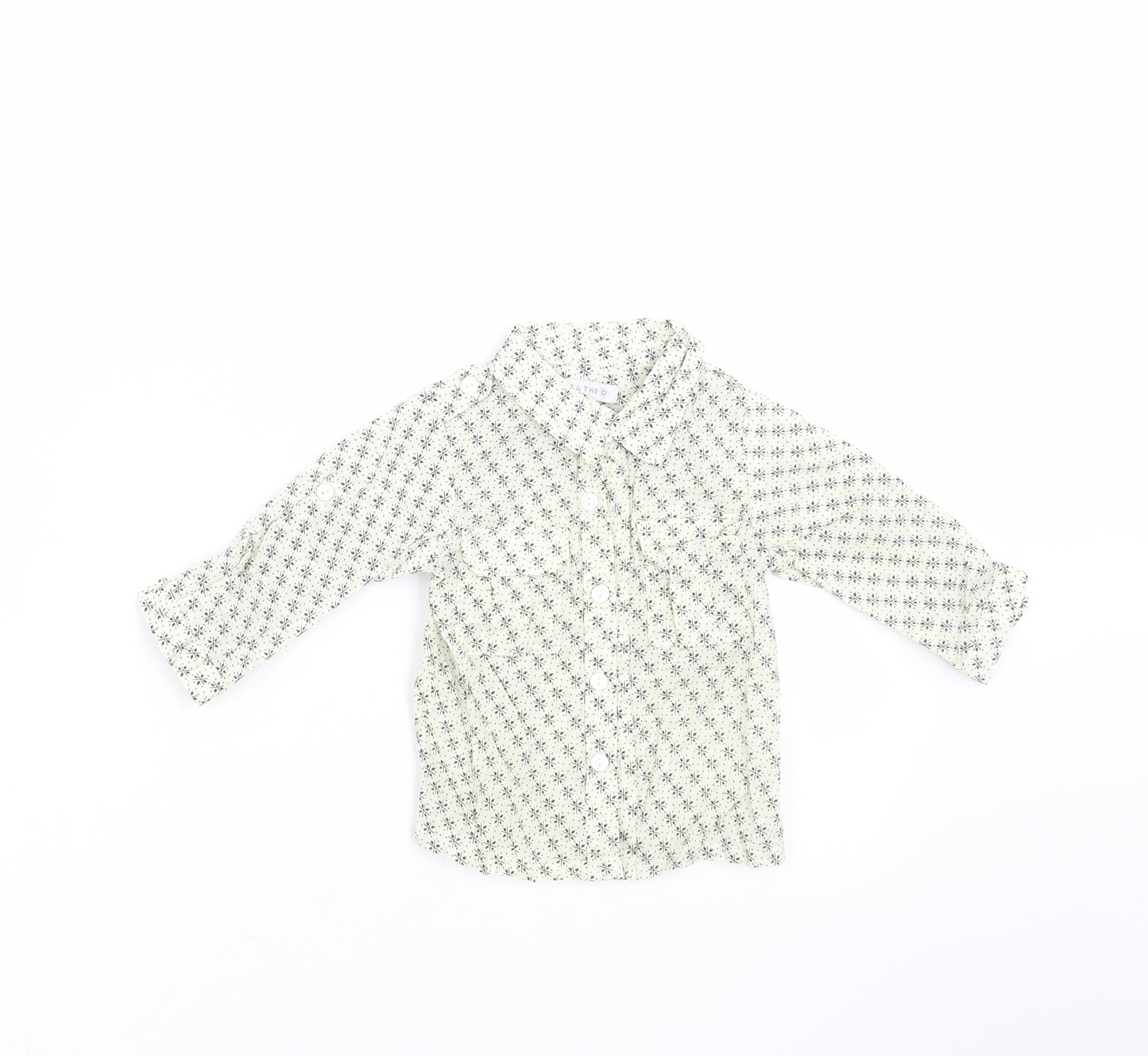 rose & theo Baby Ivory Geometric  Basic Button-Up Size 6-9 Months