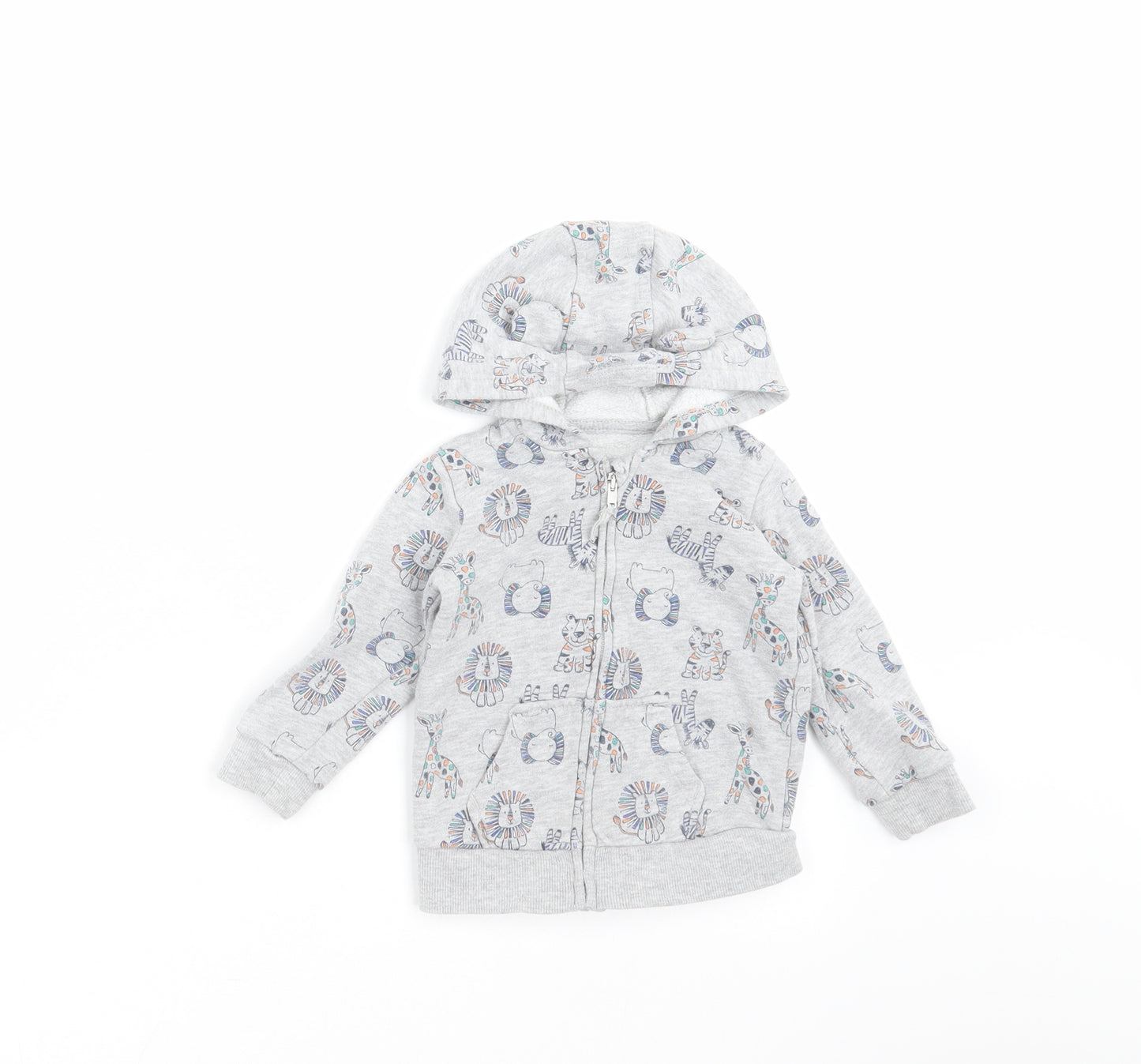 George Baby Grey   Full Zip Jumper Size 9-12 Months  - animals