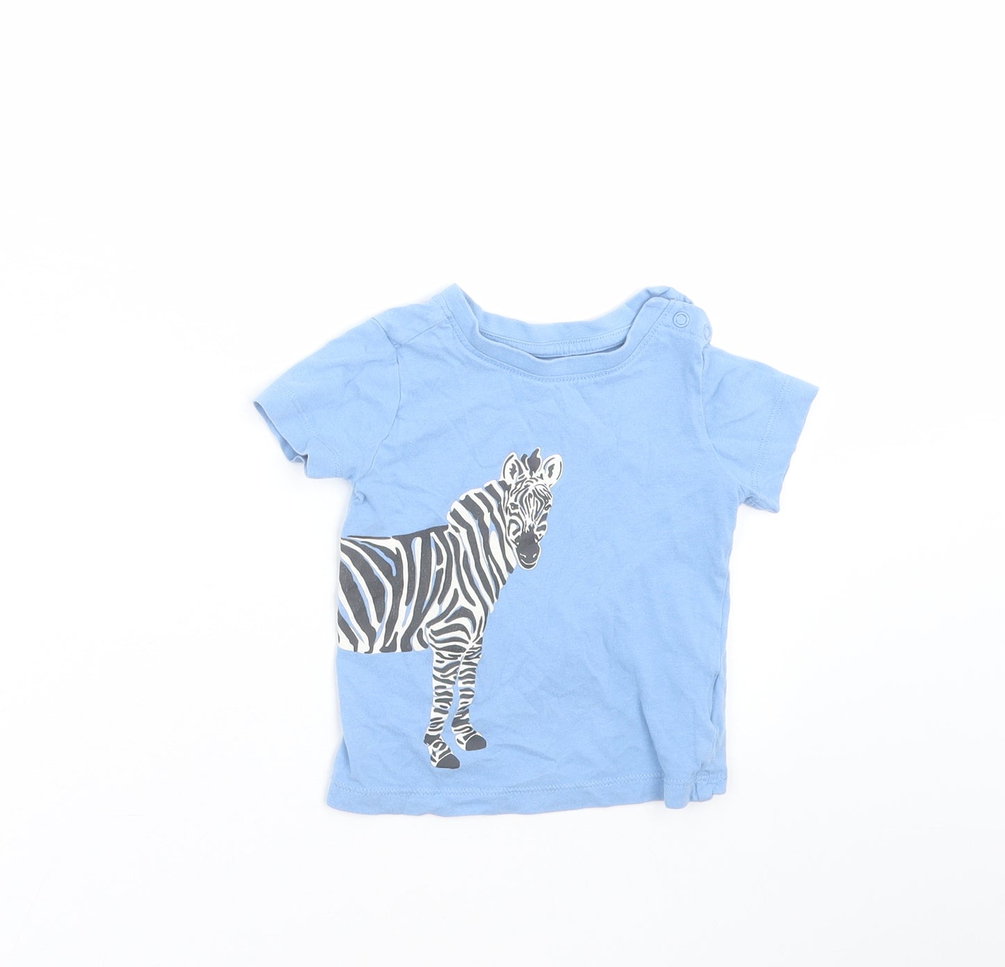 Mothercare Baby Blue   Basic T-Shirt Size 9-12 Months  - zebra