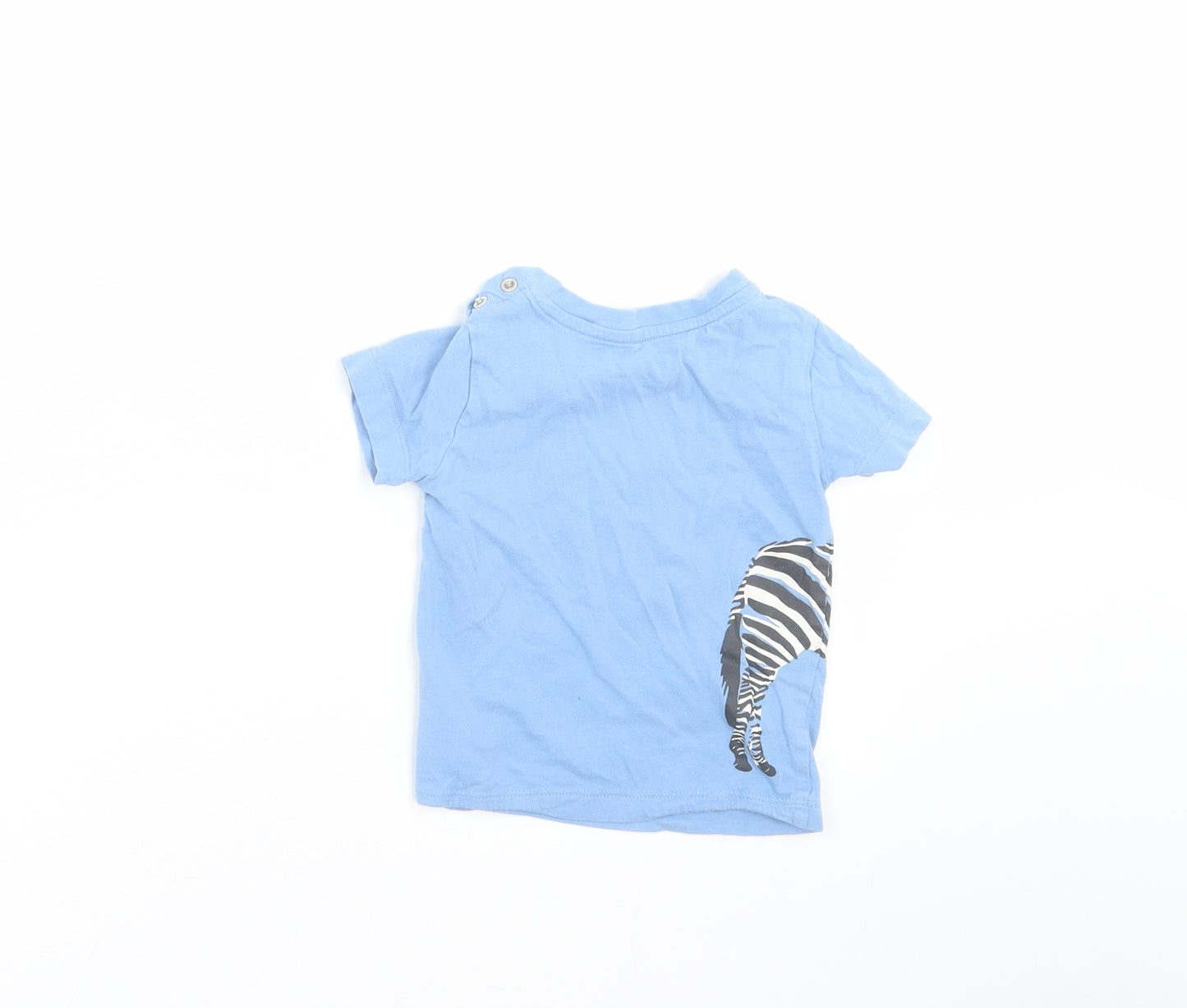 Mothercare Baby Blue   Basic T-Shirt Size 9-12 Months  - zebra