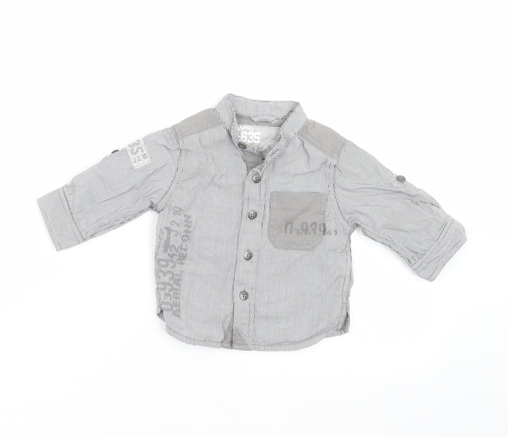 NEXT Baby Grey Striped  Basic Button-Up Size 3-6 Months