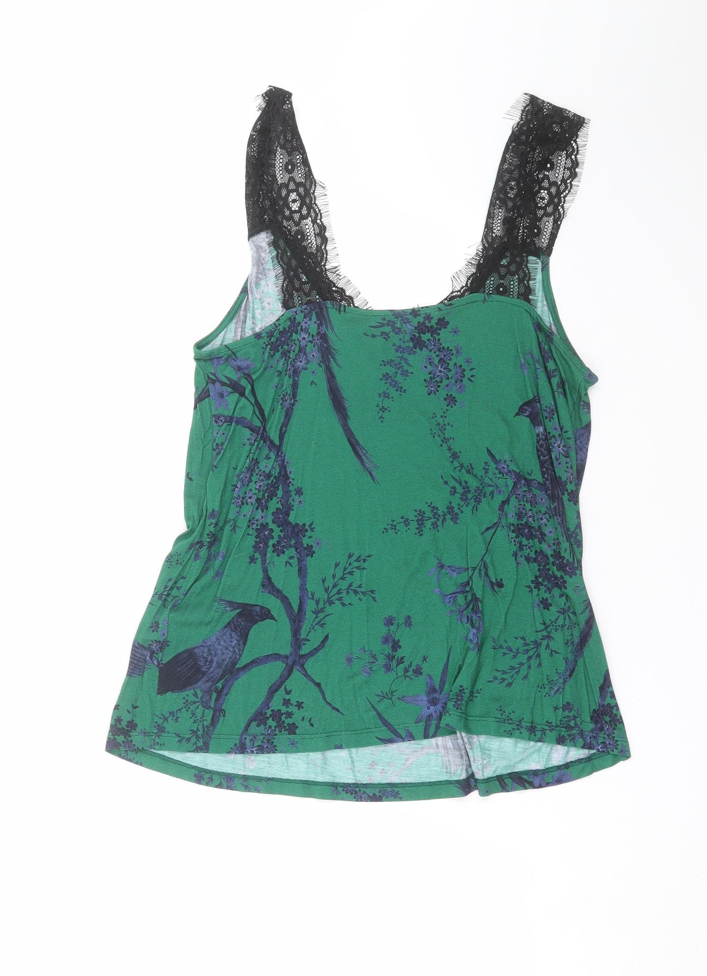 NEXT Womens Green Floral  Basic Blouse Size 12  - bird