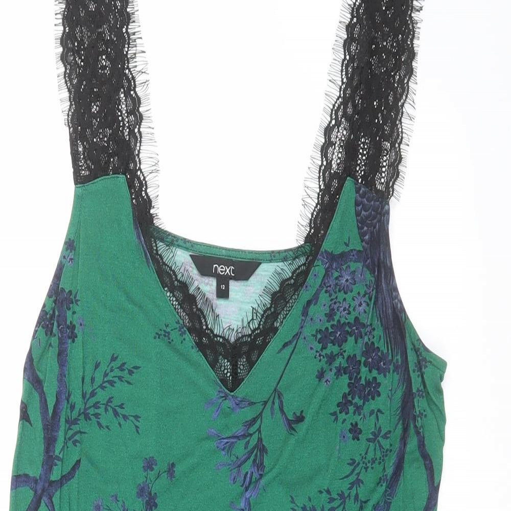 NEXT Womens Green Floral  Basic Blouse Size 12  - bird