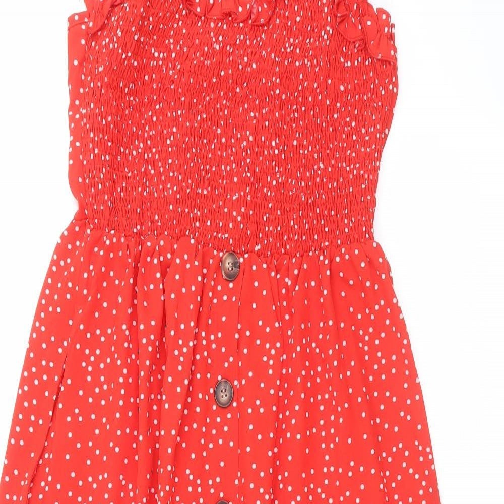 Preworn Womens Red Polka Dot  Fit & Flare  Size M