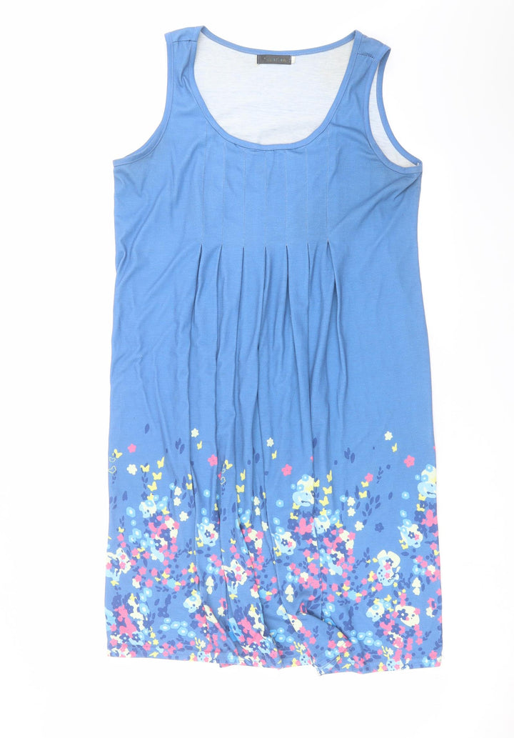 Preworn Womens Blue Floral Shift Size L