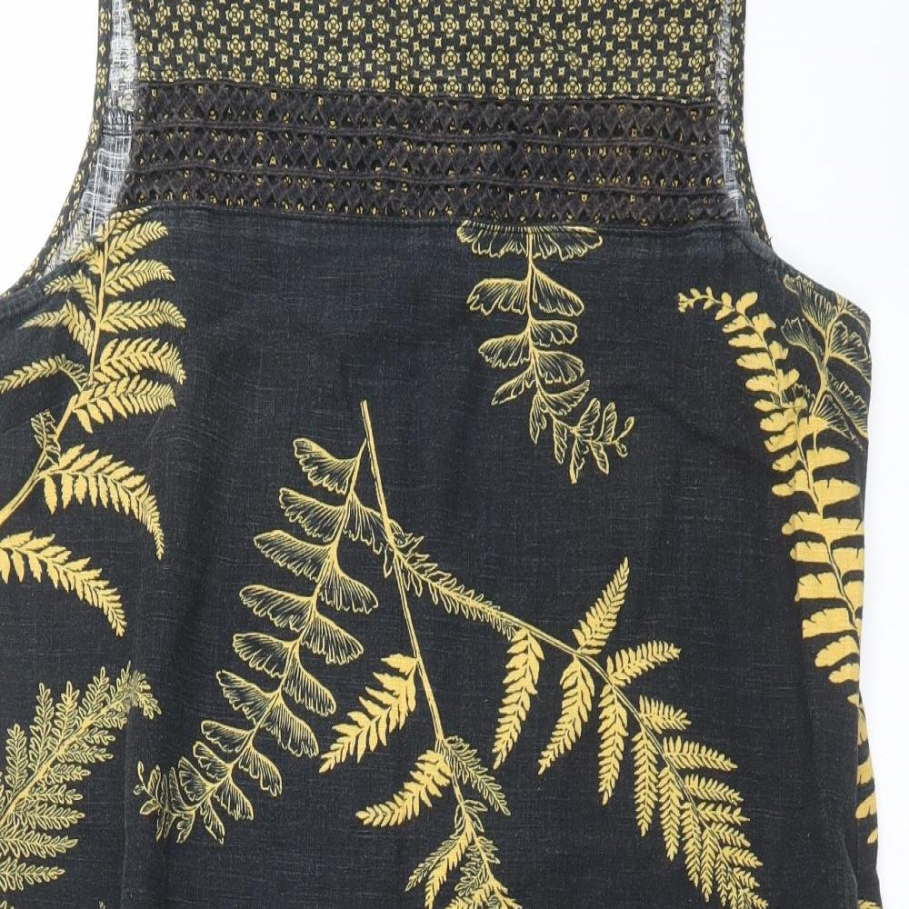 NEXT Womens Black Floral  Shift  Size 14  - leaf print