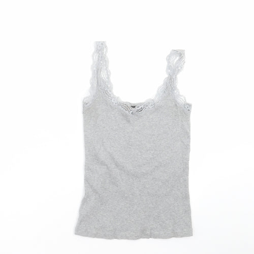F&F Womens Grey   Basic Tank Size 12  - Lace Trim