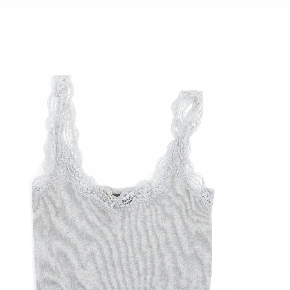 F&F Womens Grey   Basic Tank Size 12  - Lace Trim