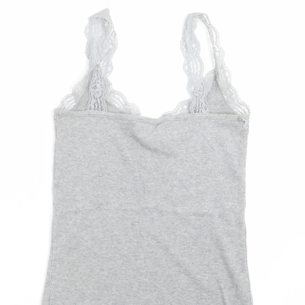 F&F Womens Grey   Basic Tank Size 12  - Lace Trim
