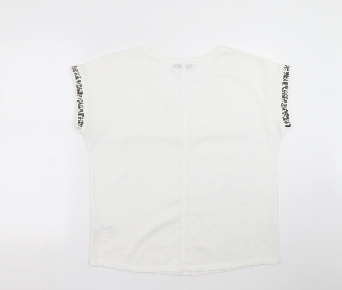 NEXT Womens White  Knit Pullover Jumper Size 12  - beaded