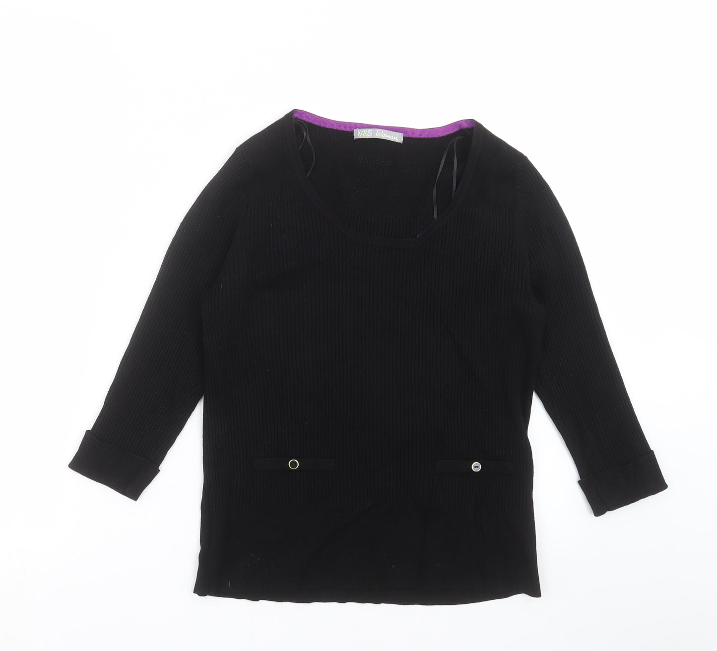 Marks and Spencer Womens Black  Knit Pullover Jumper Size 18