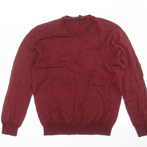 Gap Mens Red Striped Knit Pullover Jumper Size L