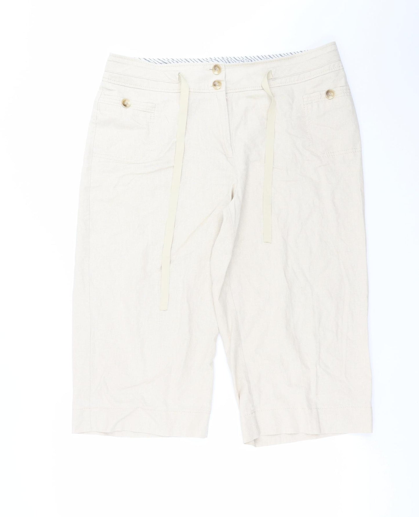 BHS Womens Beige   Cropped Trousers Size 16  - 18 inside leg