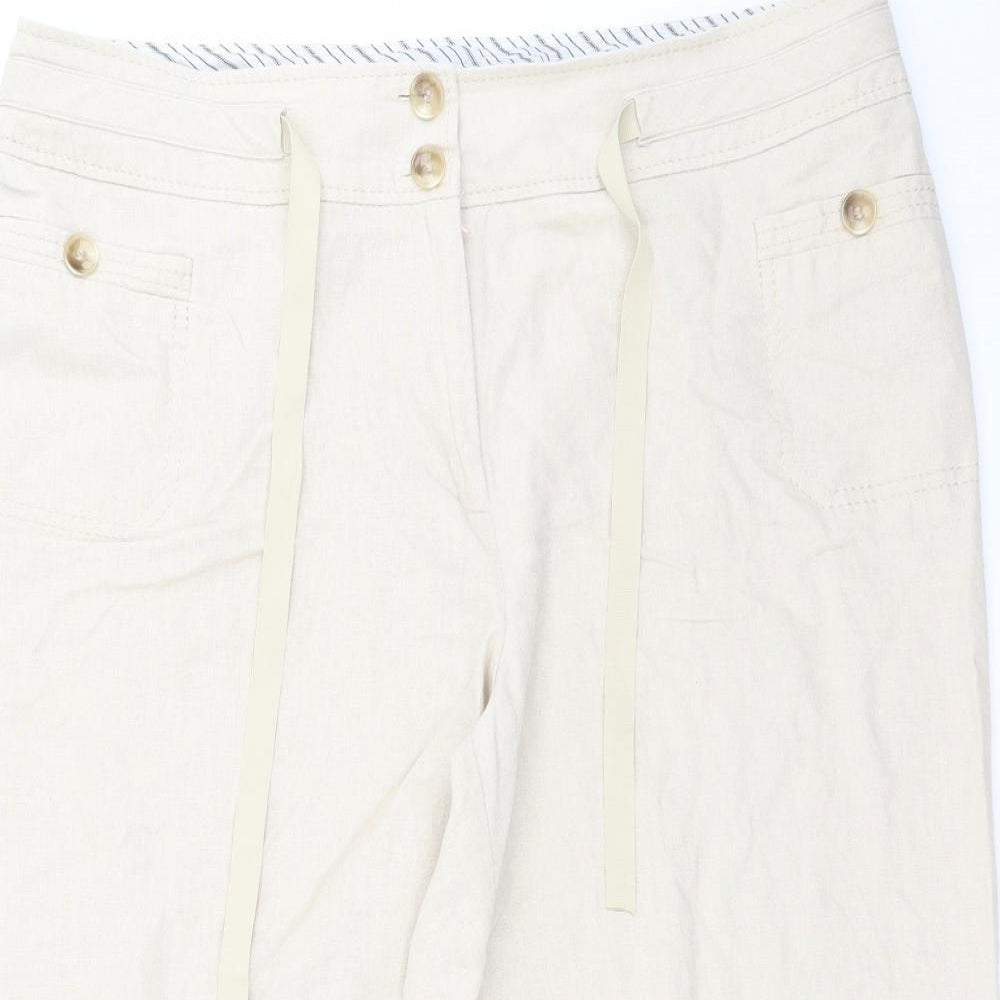 BHS Womens Beige   Cropped Trousers Size 16  - 18 inside leg