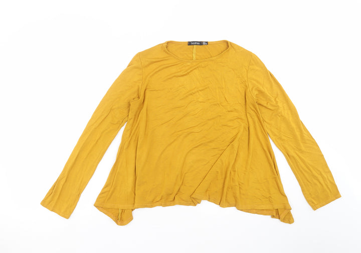Boohoo Womens Yellow Basic T-Shirt Size 14